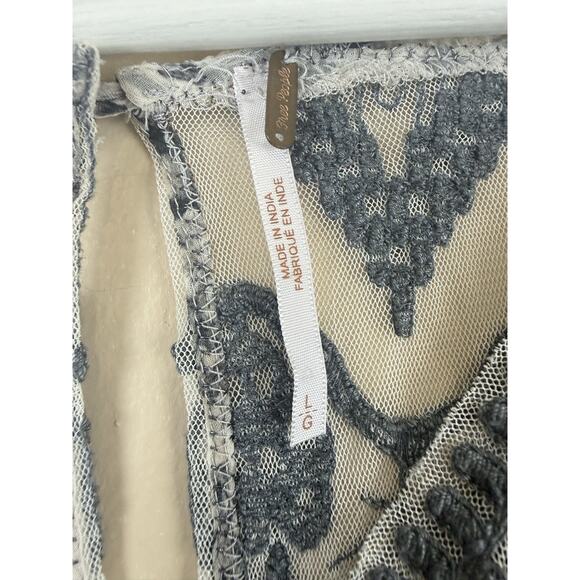 Free People mesh Tunic Dress Women’s L Floral Long Sleeve Lace Boho Cottagecore - Picture 11 of 16